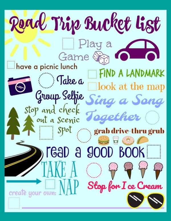 Road Trip Ideas Printable Bucket List - Juggling Act Mama