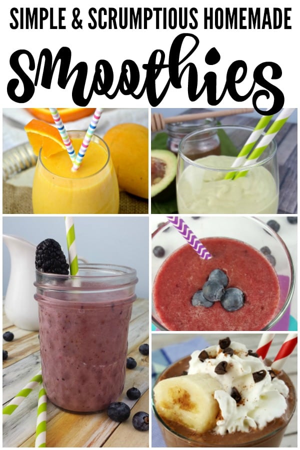 How to Make Homemade Smoothies collage image showing various types of smoothies