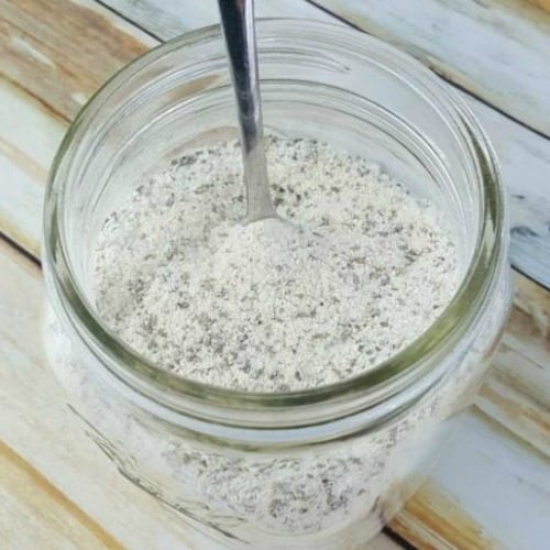 Homemade Ranch Seasoning Mix in a glass mason jar.