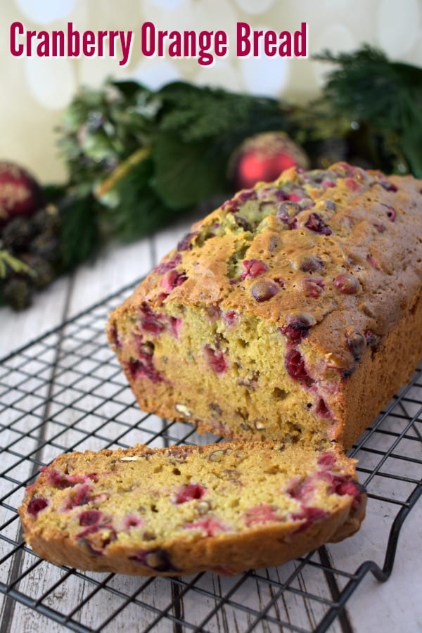 Cranberry Orange Bread on a cooling rack.
