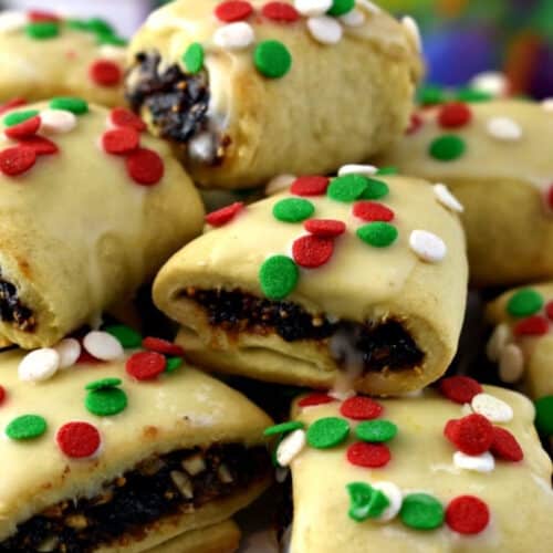 Close up of Italian Fig Cookies piled on top of one another.
