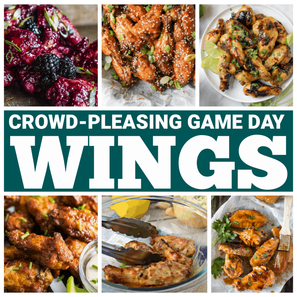 Collage of crowd-pleasing game day wings. 
