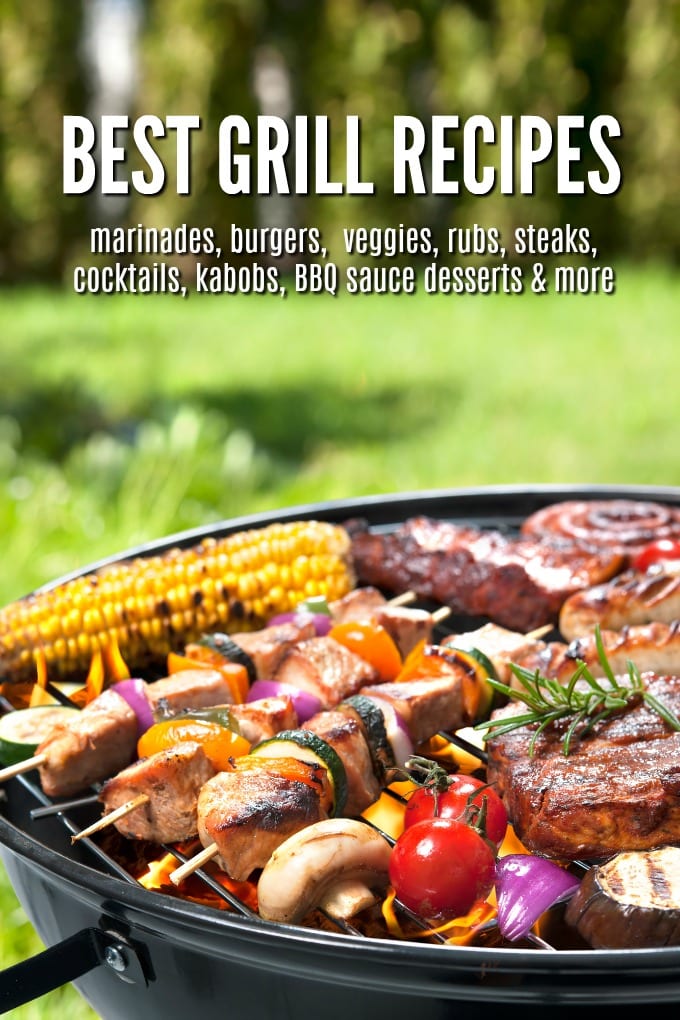 Assorted delicious grilled meat with vegetable over the coals on a barbecue
