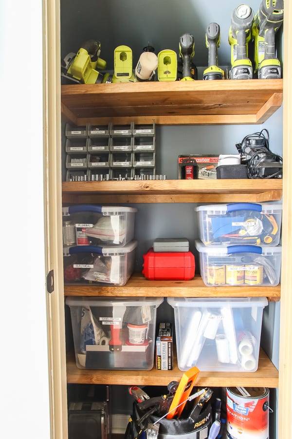 Image of a closet filled with organized home tools.