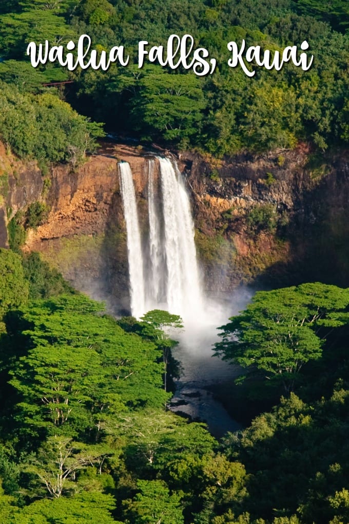 Wailua Falls in Kauai cascades 85 feet down into a pool.