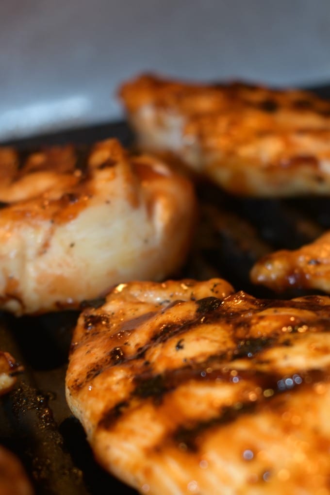 close up of chicken on a grill