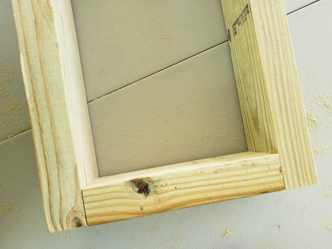 Top down view of planter box frame.