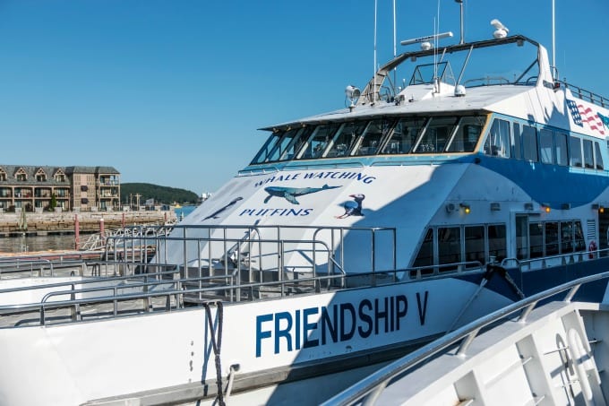 The Friendship V catamaran, of the Bar Harbor Whale Watch Company,