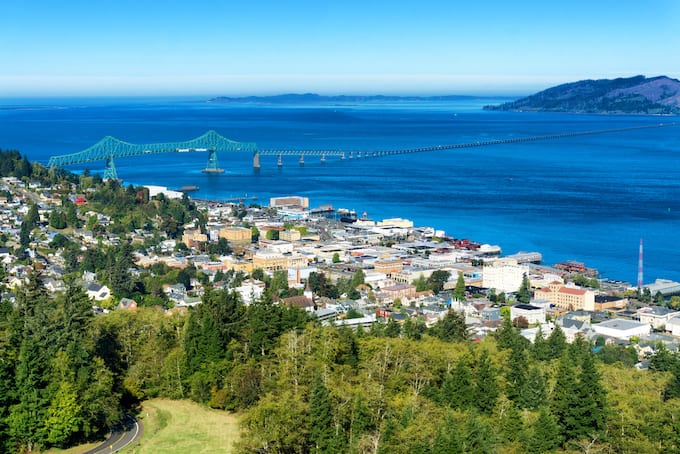 View of the Columbia River in Astoria Oregon