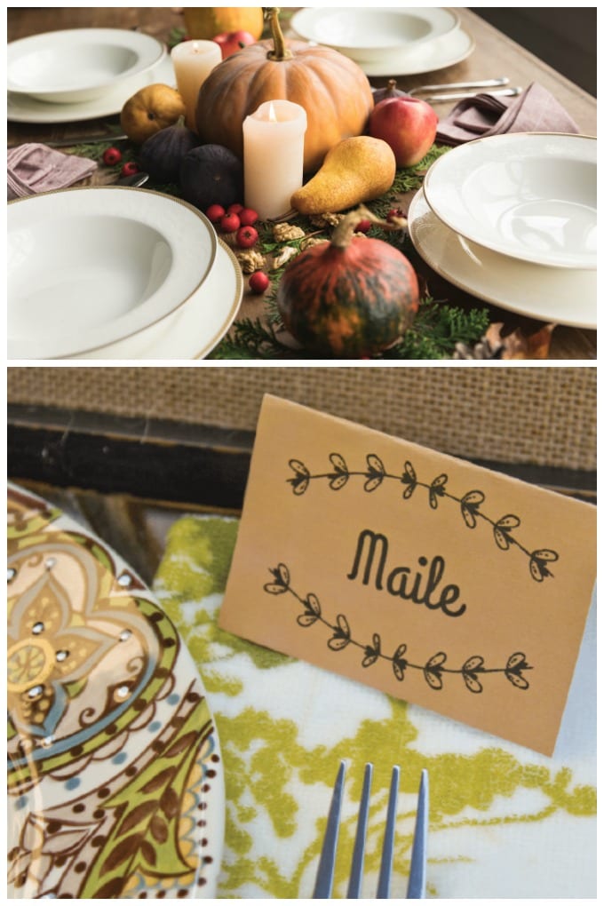 Printable Thanksgiving Place Cards collage.