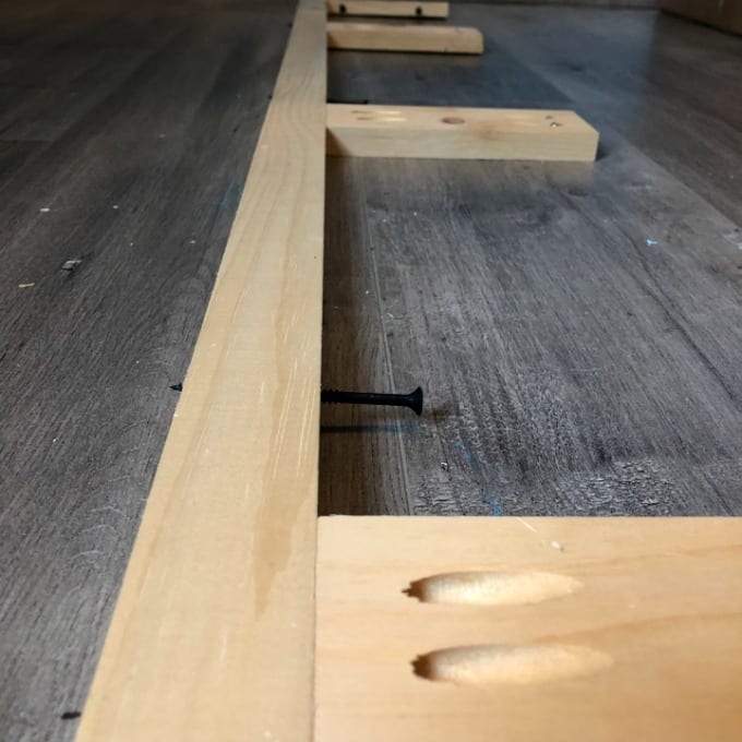 wooden framework for floating shelves