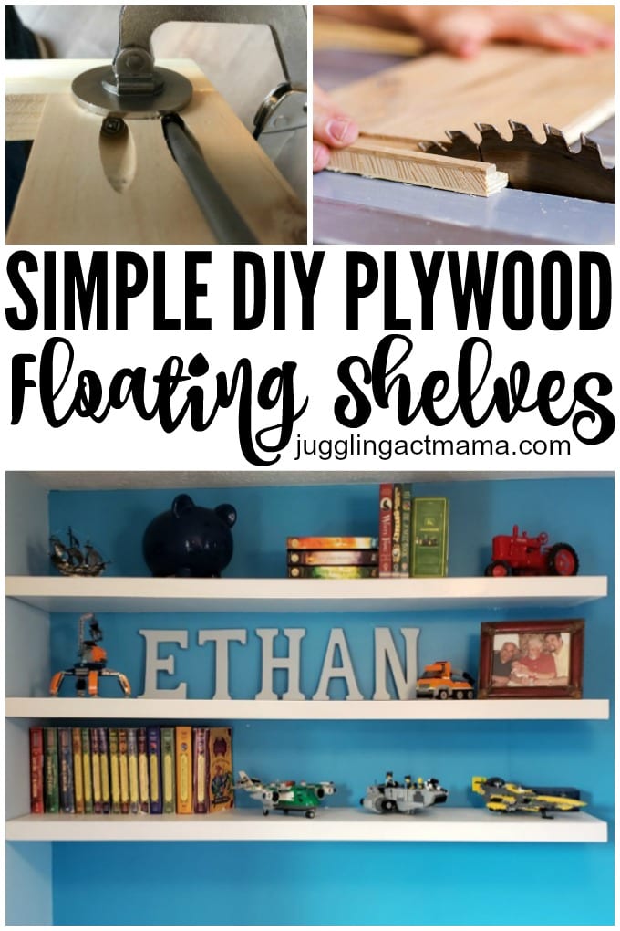 DIY Floating Wood Shelves collage image with text overlay