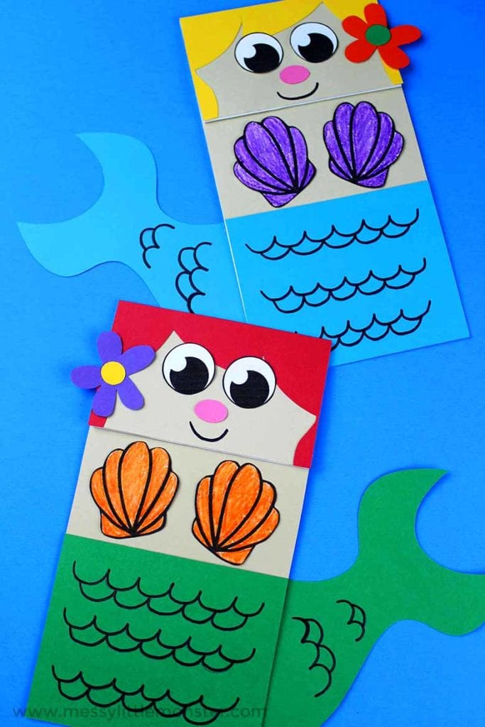 Mermaid Paper Bag Puppet craft.