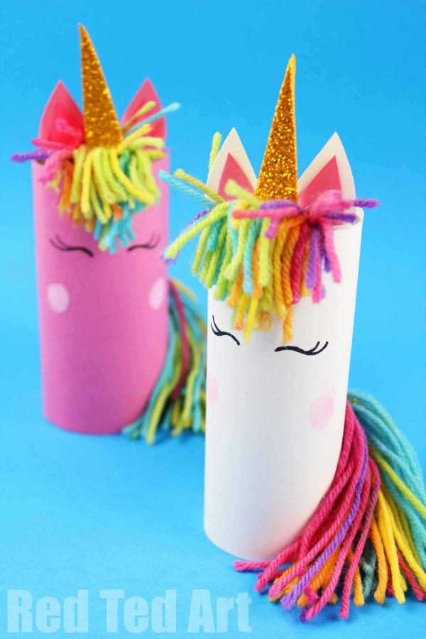 Unicorn toliet paper roll craft.