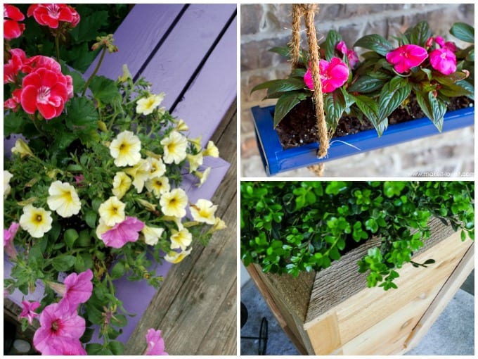Collage image of DIY Garden Container Ideas.
