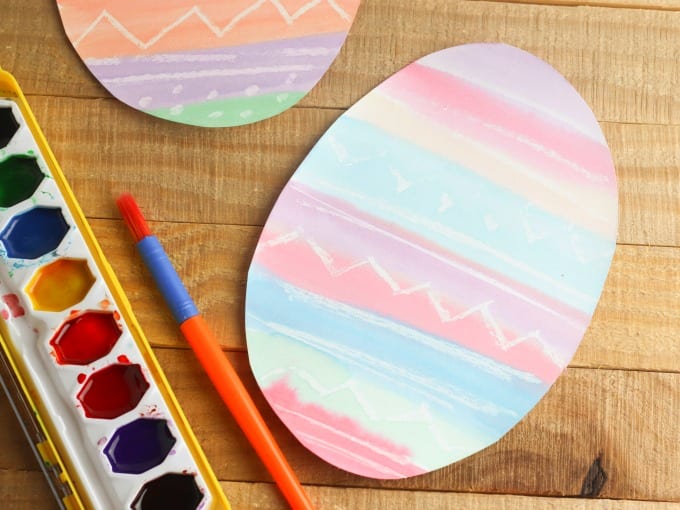 close up of watercolor easter craft
