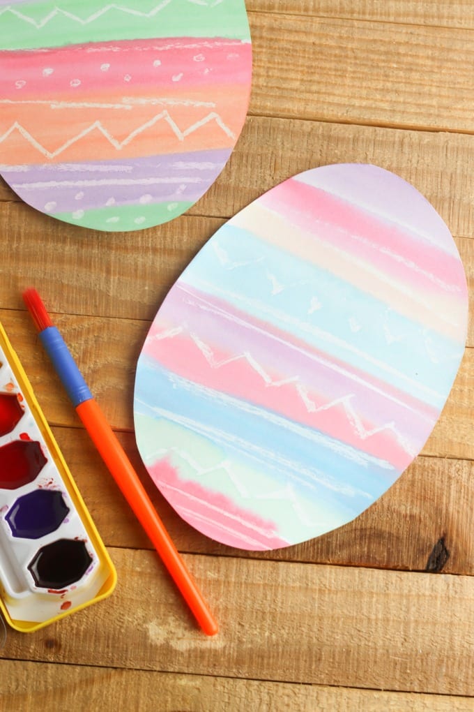 close up of watercolor easter egg painting project