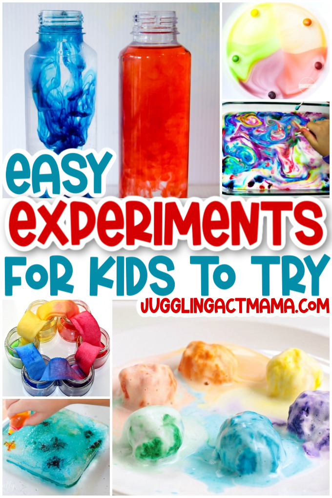 Collage of Easy Experiments for Kids.