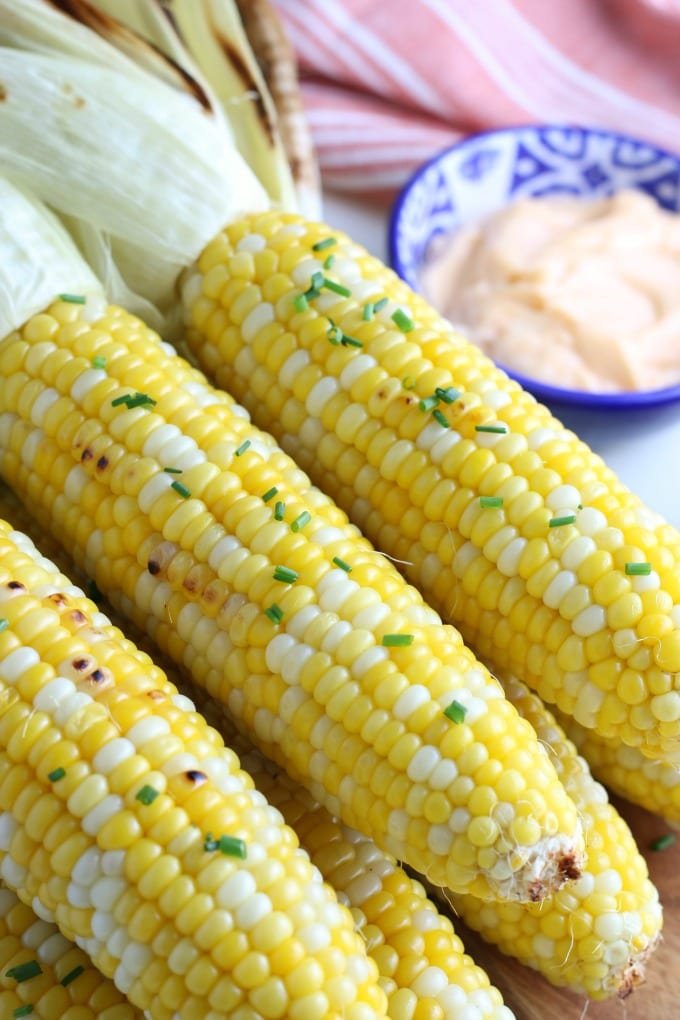 Close up of Easy Grilled Corn on the Cob.
