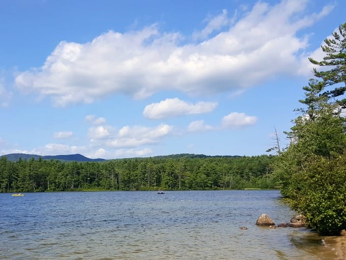 scenic view of Otter Lake at Greenfield State Park NH 