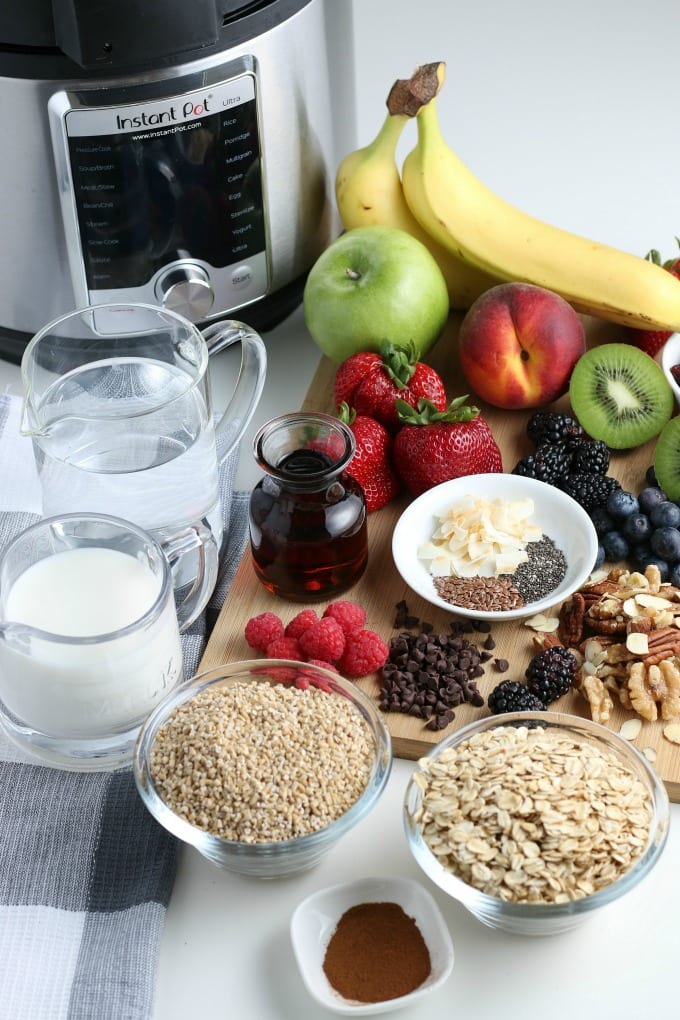 Ingredients to make easy instant pot oatmeal.