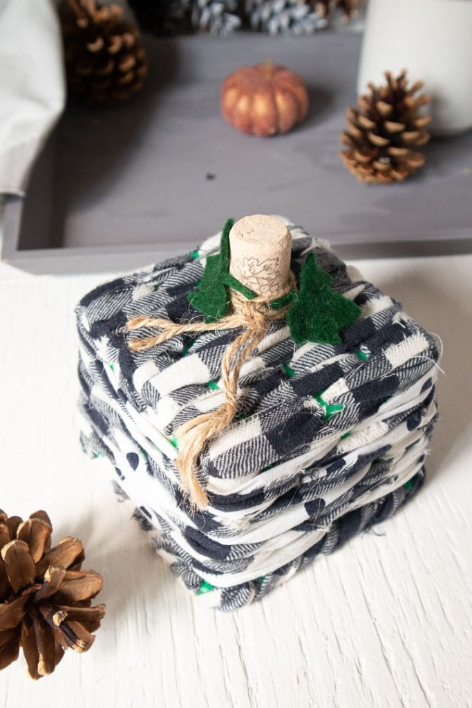 Pumpkin made from scrap fabric.