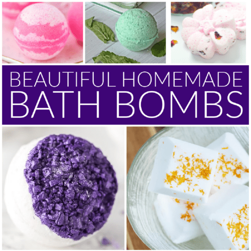 Beautiful Homemade Bath Bombs collage image.
