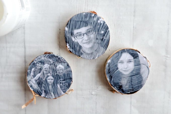 Step by step instructions for creating this wood photo ornament craft using mod podge.