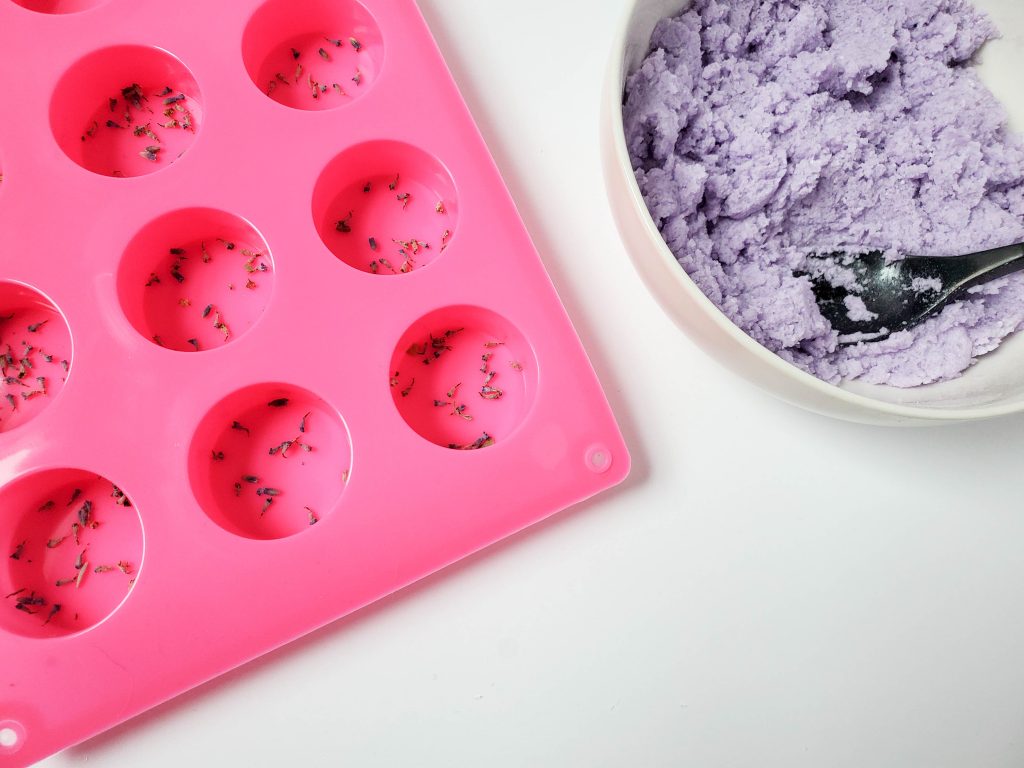 How to make aromatherapy shower steamers with lavender essential oil.