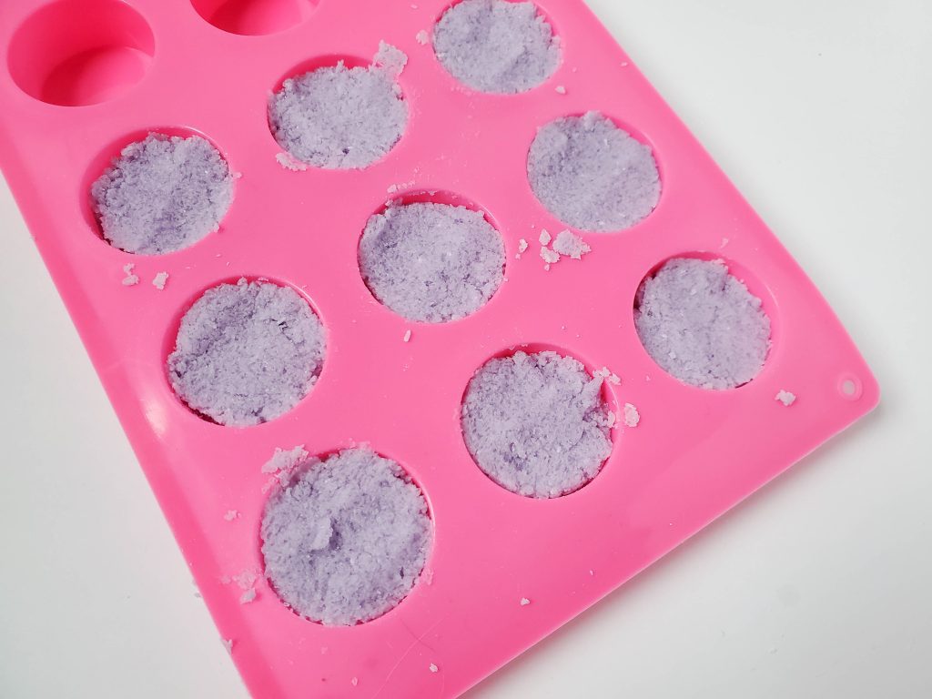 How to make aromatherapy shower steamers with lavender essential oil.