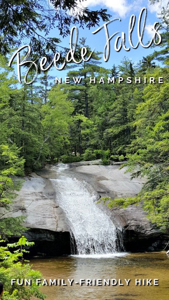 Beede Falls image with text overlay.