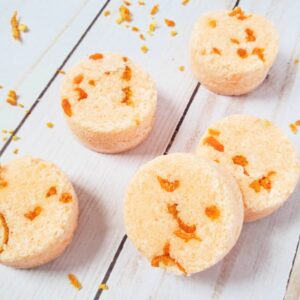 Top down view of citrus essential oil shower steamers.