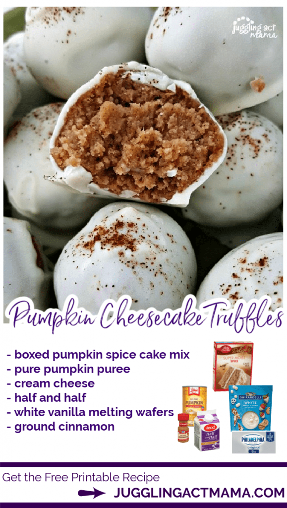 Ingredients list for pumpkin cheesecake truffles.