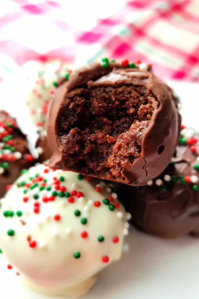 Close up of brownie truffles.