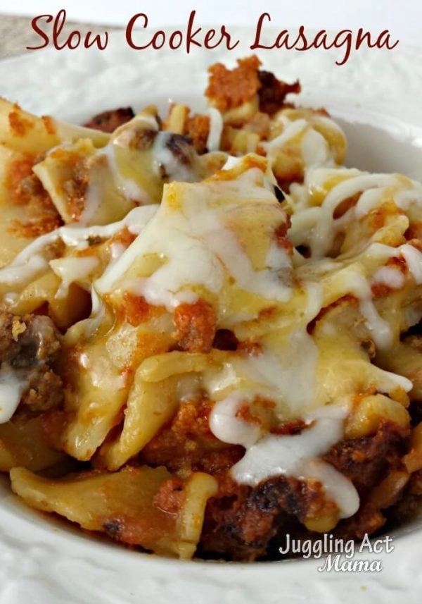 Close up image of Lazy Crockpot Lasagna