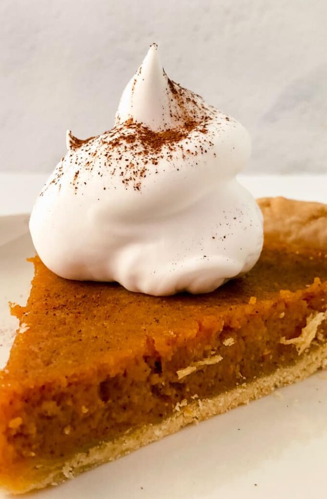Close up image of homemade sweet potato pie.