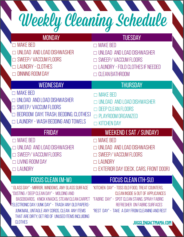 Image of a printable cleaning checklist.
