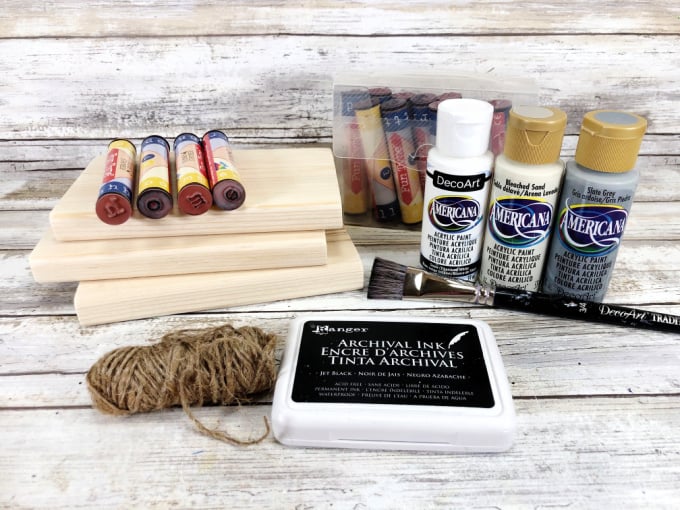 Materials and supplies to make your own DIY stacked books.