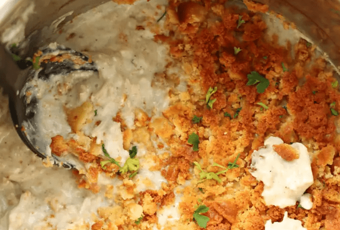 Close up of Instant Pot Million Dollar Chicken Casserole from 365 Days of Slow and Pressure Cooking.