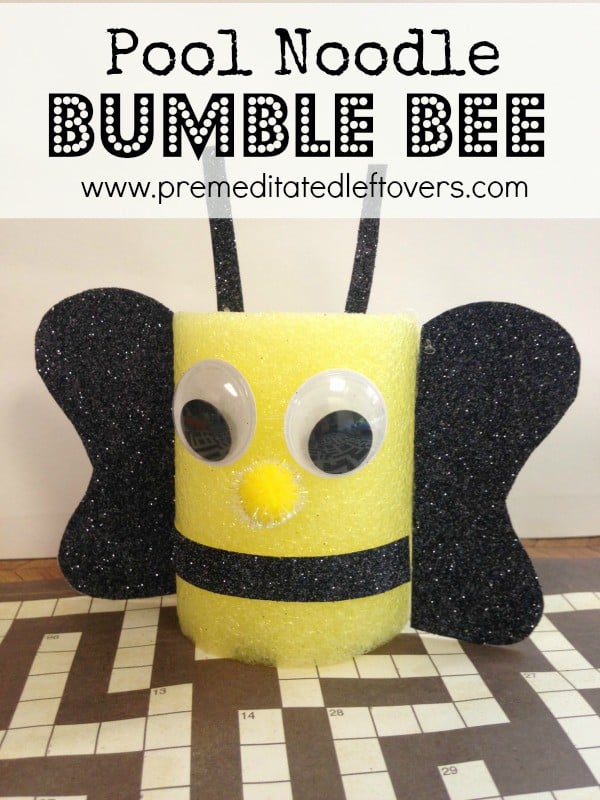 Pool Noodle Bumble Bee Craft - This fun and frugal uses just a pool noodle and a few common craft supplies to make an adorable pool noodle bumble bee craft.