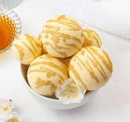 Bowl of DIY Moisturizing Bath Bombs.