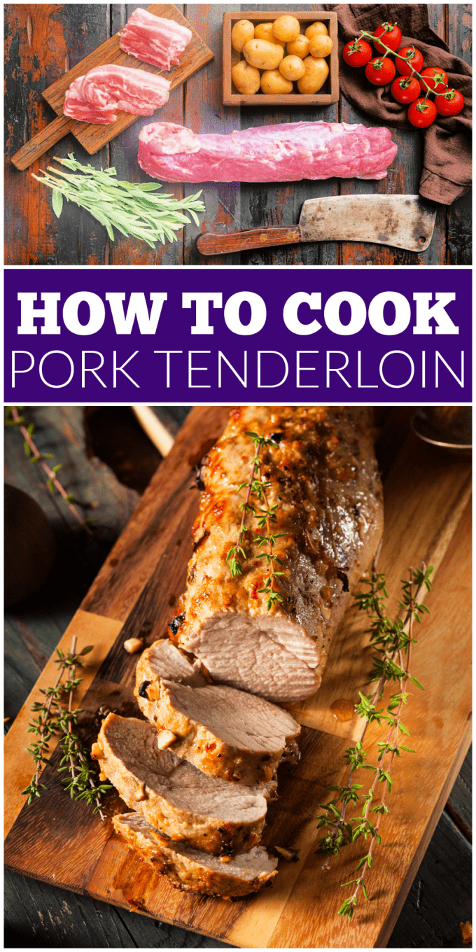 How to Cook Pork Tenderloin collage with text overlay.