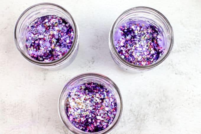 glitter added to the second purple cotton layer