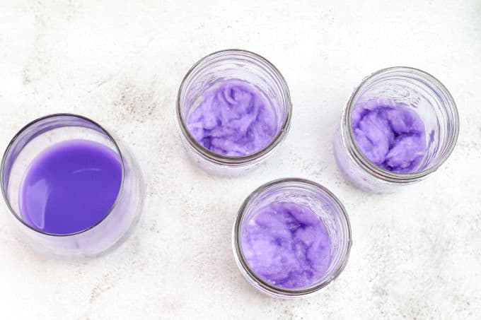 painted added to cotton balls in jars