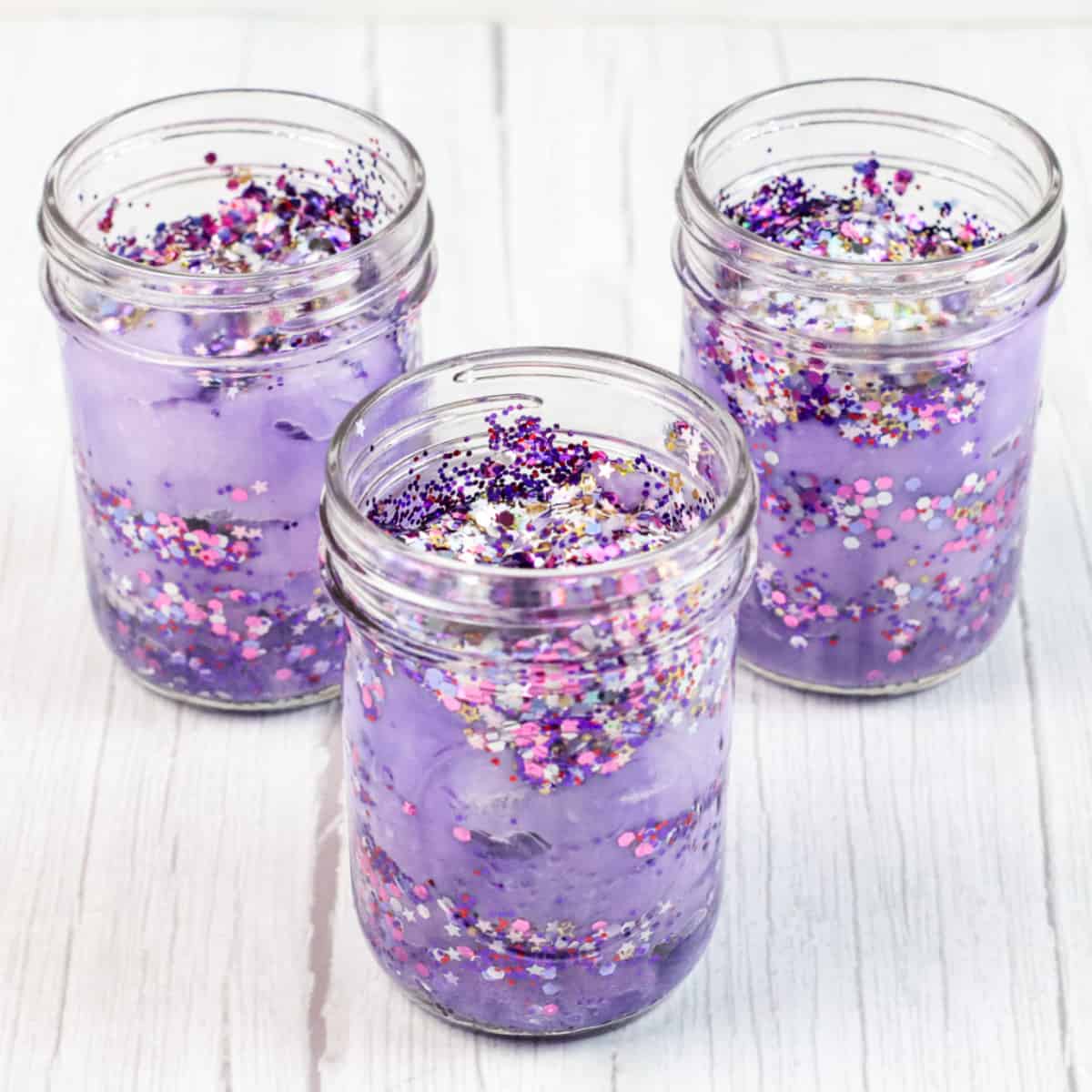 Close up of Galaxy Jars without lids.