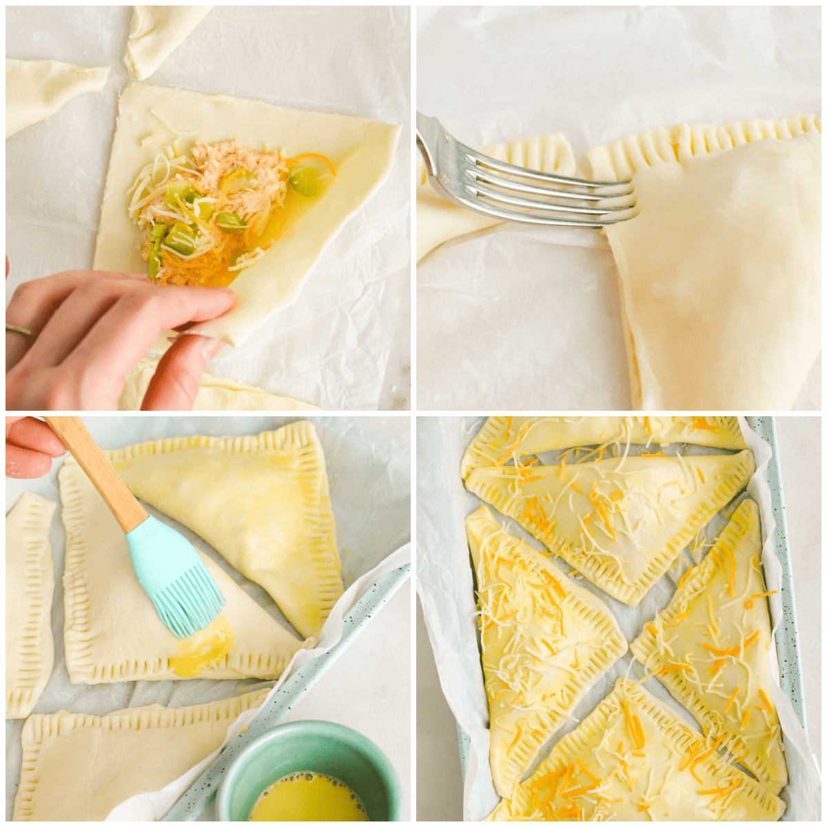 How to Make Buffalo Chicken Puff Pastry collage image.