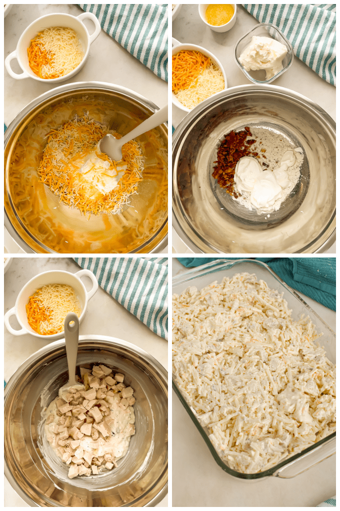 How to Make Chicken Hashbrown Casserole collage image.