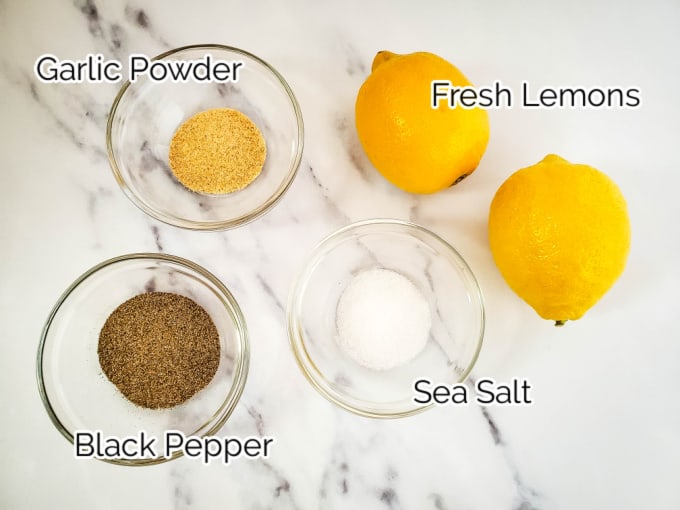 Ingredients for Homemade Lemon Pepper Seasoning.