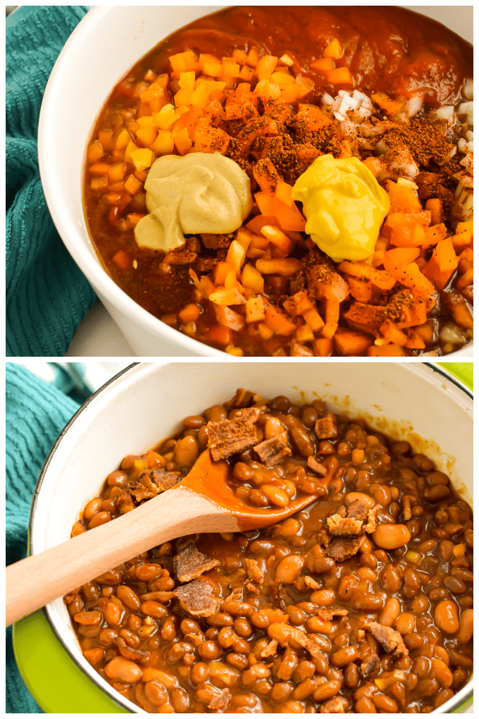 How to Make Cowboy Baked Beans collage image.