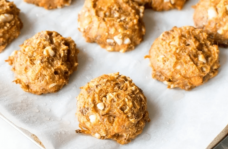 Gluten free sweet potato cookies on a tray.